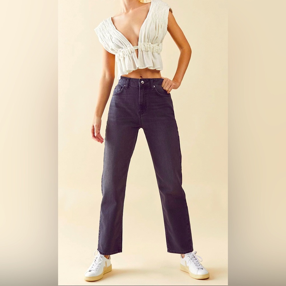 WE THE FREE Free People Black Straight Leg Denim Jeans